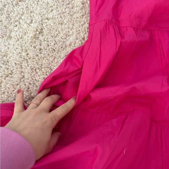 NWT J. Crew Pink Tiered Ruffle Sleeve Poplin Midi Sundress Dress Medium Tall - Picture 8 of 13